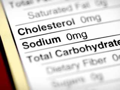 Nutritional label with focus on sodium.